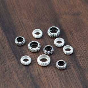 S925纯银泰银车轮珠隔片 手工diy串珠材料自创手串配件 圈圈隔珠