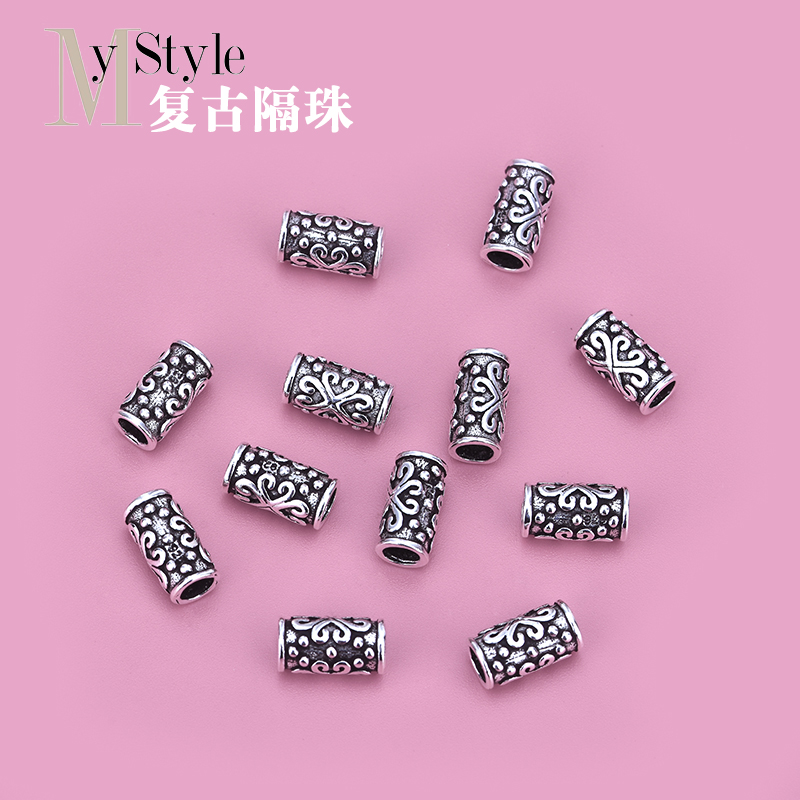 diy项链纯银花纹配饰散珠