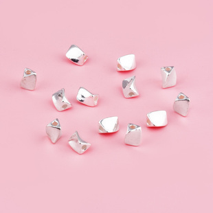 S925纯银实心款扭纹珠手串水晶手链项链脚链编手绳diy配件饰银珠