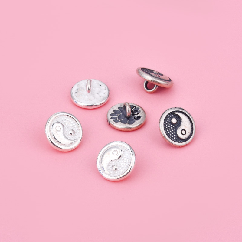 s925纯银复古中国风阴阳八卦扭扣手链扣项链串珠编绳diy扣子配件