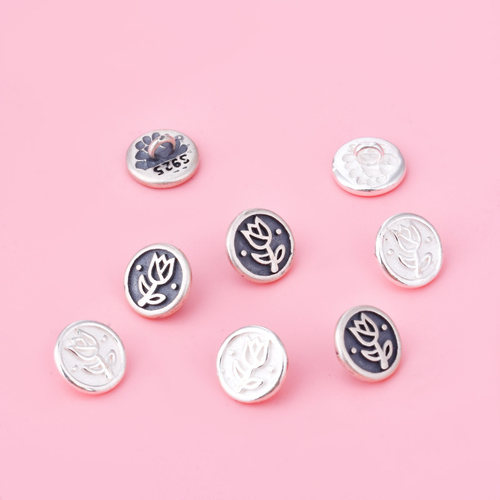 s925纯银 复古郁金香扭扣 手链扣项链扣子 串珠编绳diy搭扣配件