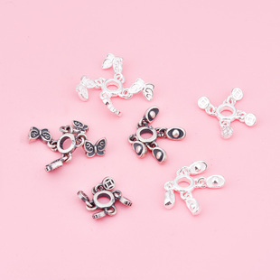 S925纯银钱币元宝圆环流苏跑环配件 复古做旧DIY手工串珠材料饰品