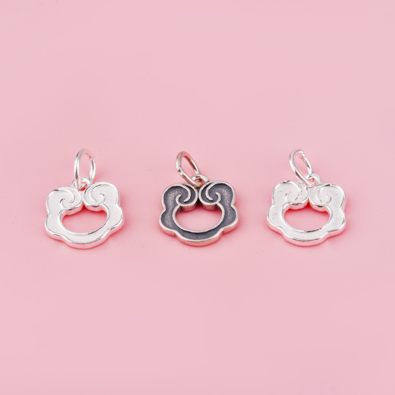 S925纯银祥云如意吊坠 手链脚链项链挂件 手工diy材料饰品配件