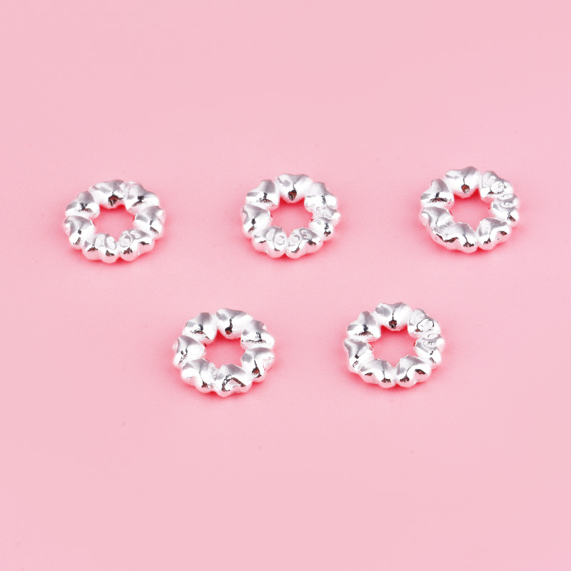 爱心隔片隔珠手工diy串珠垫片手链项链饰品材料S999足银串珠银饰