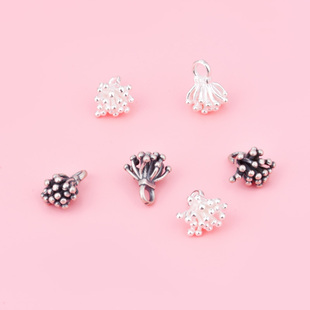 蒲公英挂件串珠DIY手工编织手链项链隔珠S925纯银首饰银配件吊坠