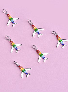 diy纯银滴油立体彩虹小马项链