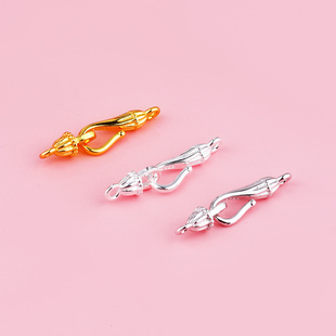 S925纯银铃兰花扣收尾扣diy手链项链串珠连接扣材料首饰搭扣配件