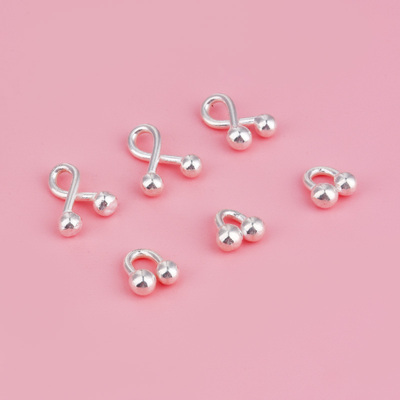 925纯银泰国清迈手工银马蹄吊坠U形环小银豆diy配件隔珠配饰材料