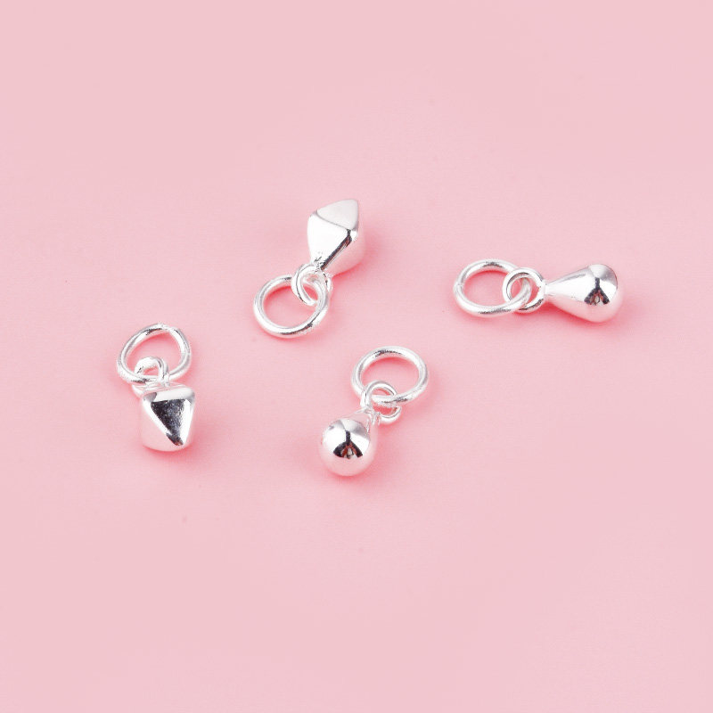 S925纯银diy饰品小水滴锥子立体菱形吊坠配件手串手链耳饰挂件