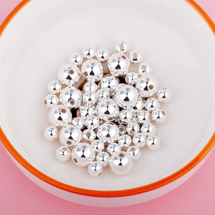 999足银珠子散珠 光珠圆珠 转运珠 银豆豆 手工DIY手链脚链配件