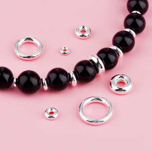 S925纯银加厚闭口圈跑环大银圈焊口圈手镯连接扣手链隔片银环diy