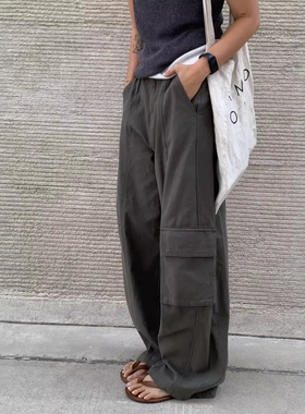 one seven美式复古工装裤女2026春季宽松休闲百搭直筒阔腿长裤子