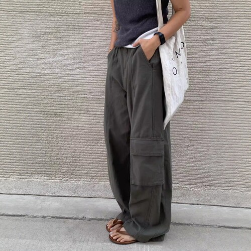 one seven美式复古工装裤女2026春季宽松休闲百搭直筒阔腿长裤子