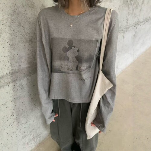 one seven韩版洗水卡通印花长袖卫衣女2026秋宽松显瘦百搭上衣潮