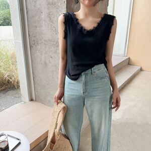 2024春夏beyourself新款宽松百搭显瘦慵懒风蕾丝美背背心t恤女