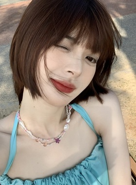 树脂彩色串珠甜美双层花朵女项链