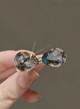 轻奢水晶蝴蝶结发夹高级感刘海夹子侧边夏季头饰高端发卡头发边夹