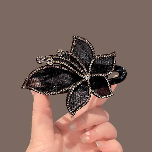 新款简约气质花朵发夹女后脑勺发卡头饰盘发抓夹三齿夹中号鸭嘴夹