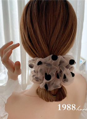 欧根纱复古波点大肠发圈法式高级感气质大号大肠圈头绳女