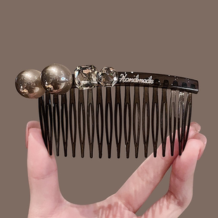 轻奢风水钻发梳发夹女高端刘海夹前额碎发整理插梳一字边夹