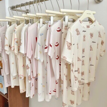 gp新品可爱亲子女士儿童卡通小熊卡兽莫代尔棉家居服睡衣套装
