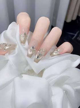 手工穿戴甲猫眼美甲黄黑皮显白 中长款学生党韩系lns热销榜