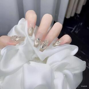 手工穿戴甲猫眼美甲黄黑皮显白 中长款学生党韩系lns热销榜