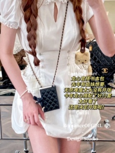 野草莓市场龙心同款小香菱格卡包蝴蝶结书本包四层链条包斜挎包女