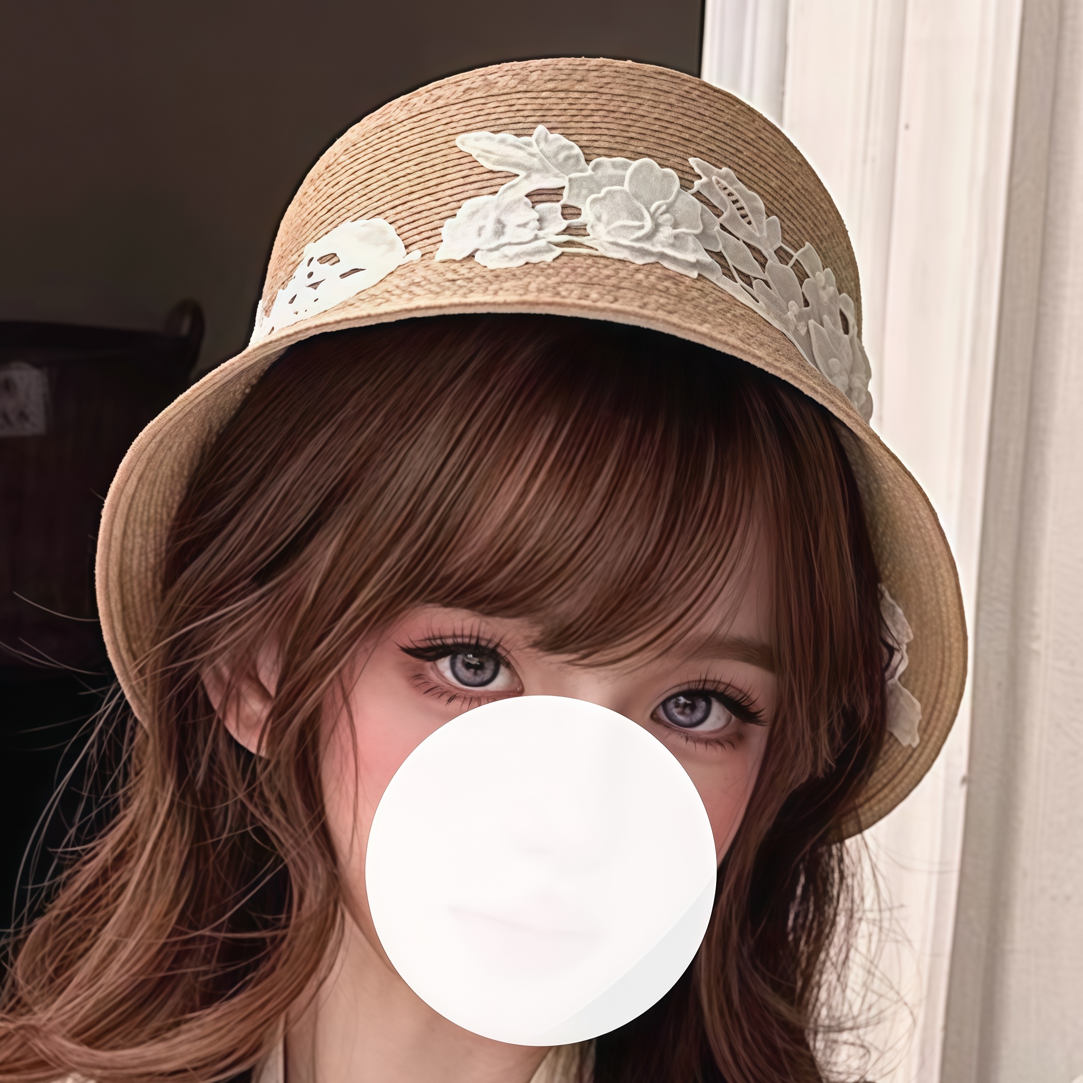 现货平替版 Athena New 龙心同款法式少女蕾丝花朵刺绣草帽渔夫帽