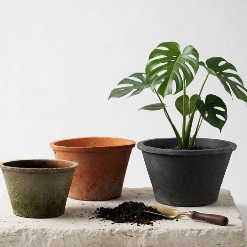 普通盆粗陶红陶多肉植物透气手工盆黑陶花盆红土物瓦盆透气室外