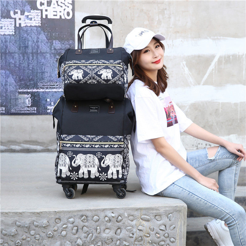 日本流行妈咪子母拉杆包万向轮旅行包女手提行李包学生背包拉杆袋