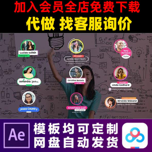 AE模板社交自媒体vlog抖音头像设计标题字幕排版动态动画视频制作