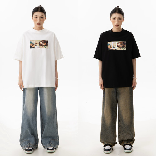 GBDL「恶搞名画」系列《借火》短袖男女通款小领口T恤