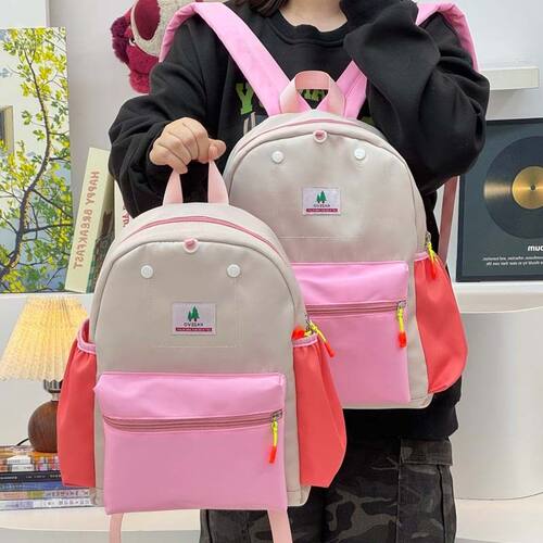 韩版撞色大容量女童双肩包