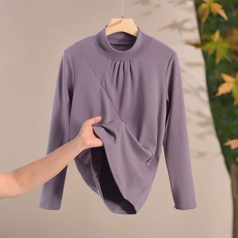 半高领德绒打底衫女装秋冬内搭2026新款内搭长袖上衣加肥大码胖MM