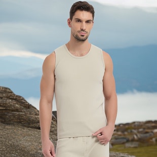 羊驼绒加绒加厚保暖背心加肥大码 坎肩 男内穿秋冬德绒打底马甲无袖