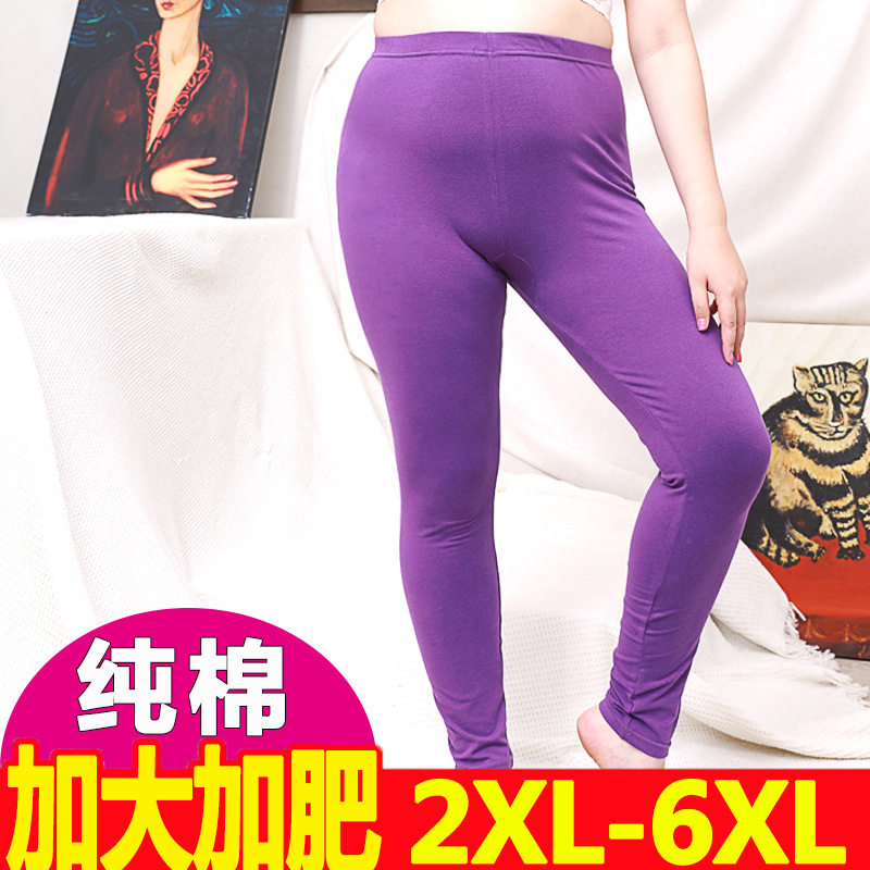 女士纯色棉质加肥加大码秋裤单件薄款保暖裤修身弹力线裤胖mm200