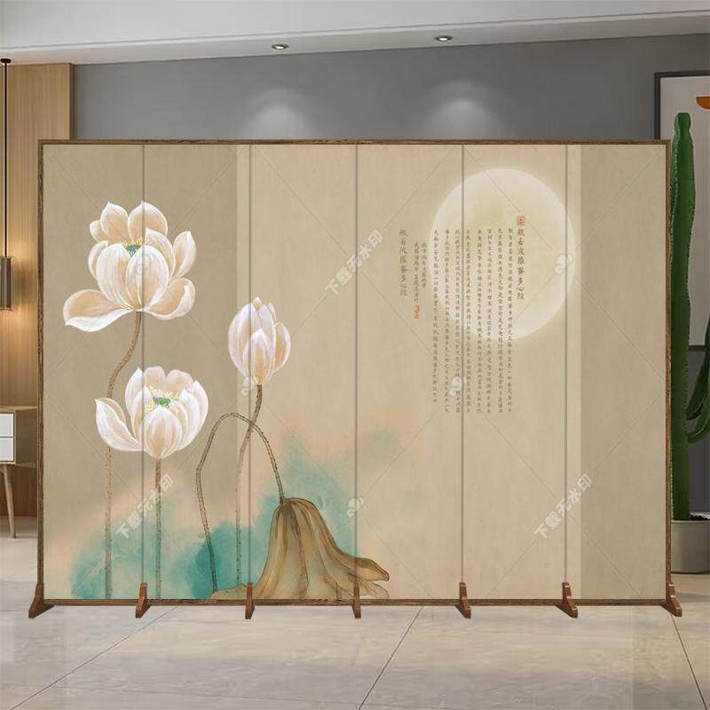 花鸟屏风隔断客厅新中式实木折叠移动室内家用进门玄关办公室遮挡