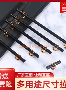 黑金色把手橱柜把手现代轻奢家居大衣柜门把手224mm拉手黑色把手