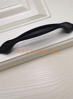 哑黑色拉手96mm孔距现代简约地中海橱柜鞋柜门把手 顶柜小拉手