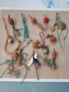 手串配饰迷你小流苏纯手工编制文玩手搓棉线棉桃核狗牙铜铃铛铜钱