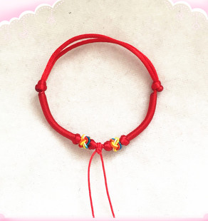 包邮新款纯手工编织宝宝儿童成人本命年手链脚链挂吊坠红绳金银锁