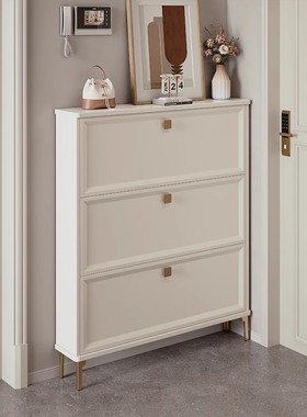 白色极窄鞋柜家用门口窄小入户超薄款翻斗玄关柜一体2025新款鞋架