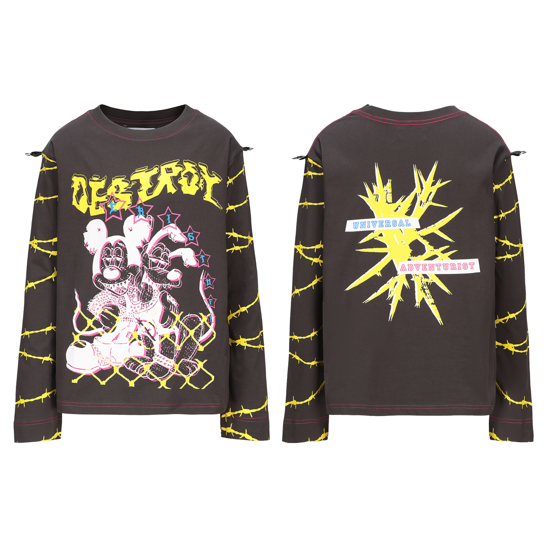 朋克恶搞米奇长袖T恤唐九洲赵让