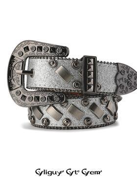 CYCYCY Y2K千禧复古朋克摇滚硬核闪灰斜扣铆钉百搭皮带 腰带