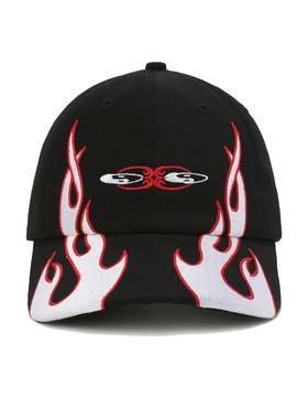 ERISSTOFF Y2K千禧朋克火焰机车刺绣通勤休闲鸭舌帽弯檐帽棒球帽