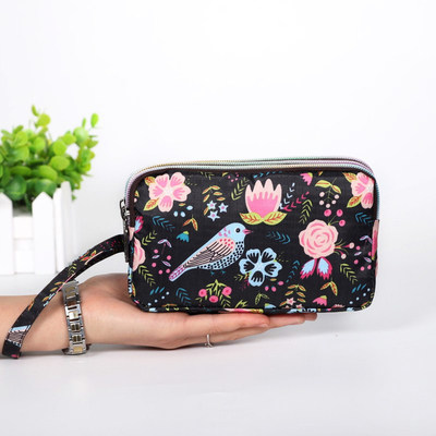 6.5寸大容量女式横款手机包三层拉链短款手拿钱包 防水零钱包包邮