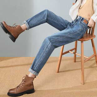 子宽松显瘦九分直筒哈伦萝卜裤 裤 女高腰2023年春秋新款 老爹牛仔裤