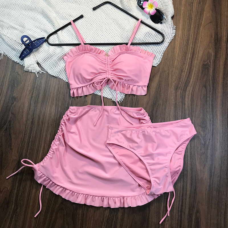 新款高级感分体泳衣女三件套裙式性感显瘦学生少女小清新温泉泳装