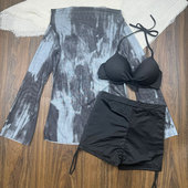 新款 分体泳衣女三件套性感bikini纯欲甜美碎花高级感显瘦度假泳装